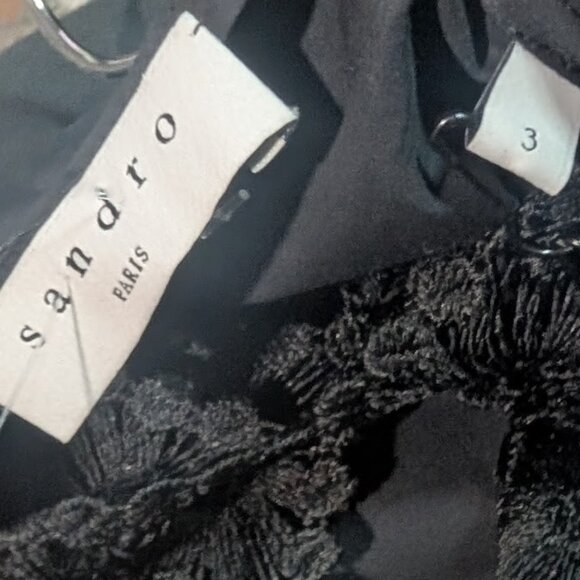 NEW! Sandro Paris | Black top with Guipure Lace Inserts - Picture 5 of 14